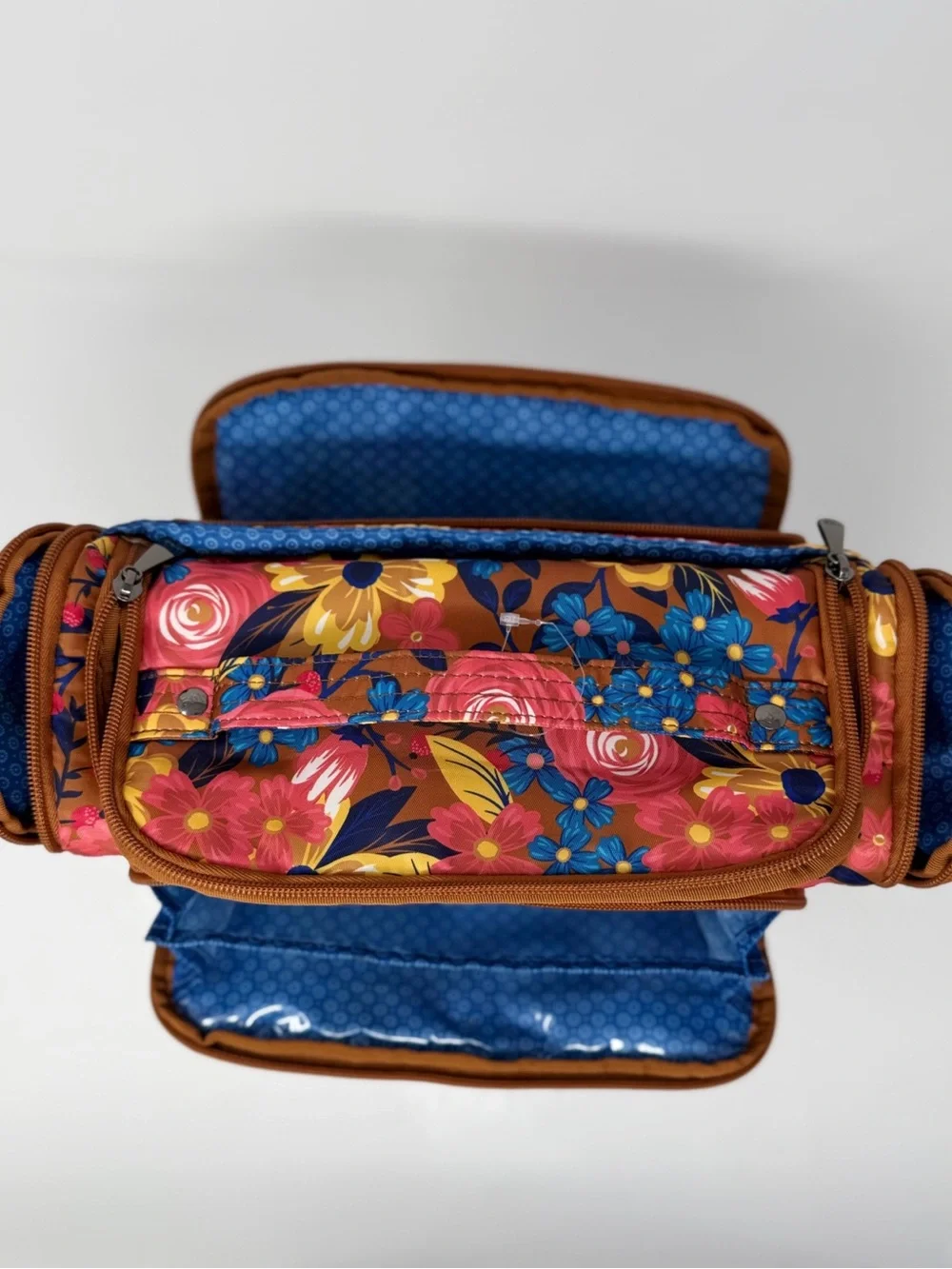 Lug Cosmetic Beauty Organizer Whim Copper Foulard Blue Floral Travel Case